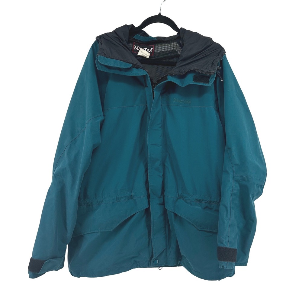 Vtg Marmot Gore-Tex Rain Jacket Hooded Parka Shell Gorpcore Outdoor Hiking Men L